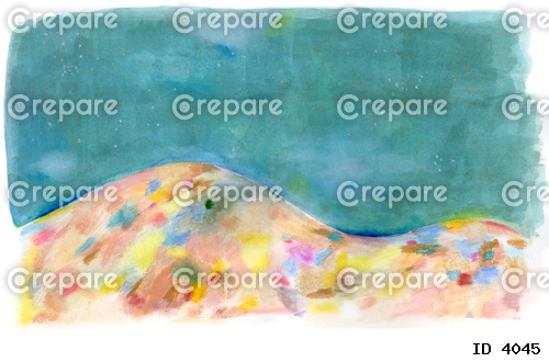山と空をイメージした抽象的なオイルパステル画の背景素材