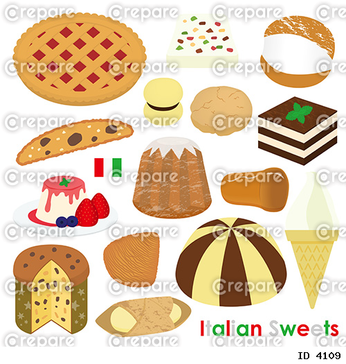 イタリアのお菓子のイラストセット