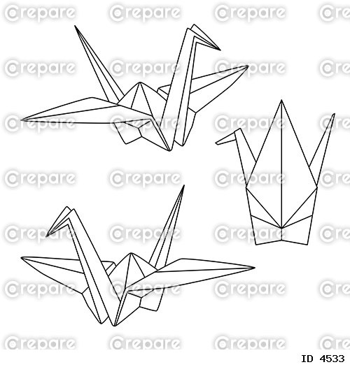 折り鶴のイラスト(線画)