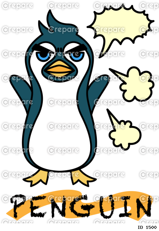 息荒く怒っているペンギン