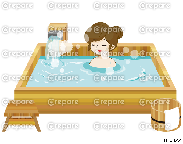 温泉　檜の湯入浴イラスト