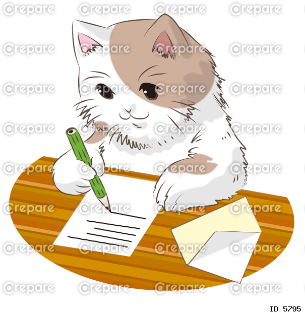 動物　手紙を書く猫