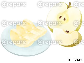 お皿に盛られた梨のイラスト