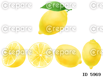 水彩で表現したレモンのイラストセット