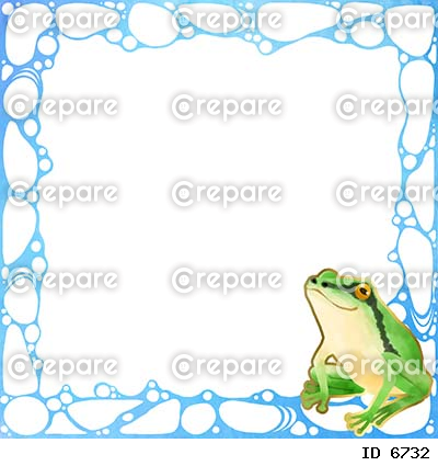 水紋とカエルの装飾素材