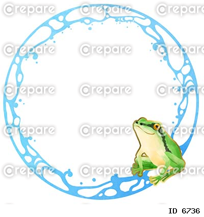 水紋とカエルの装飾素材（円形）
