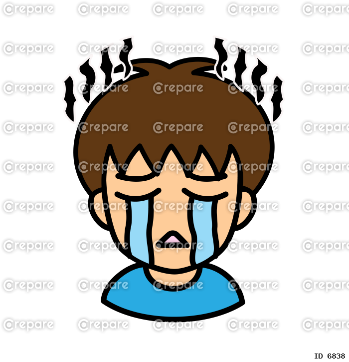ブログで使えるアイコン　V版　男性01ショートカット　泣き顔