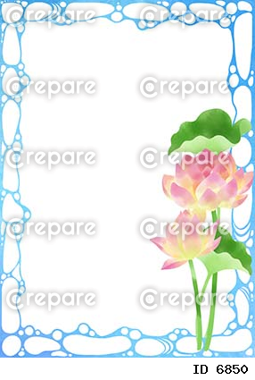水紋とハスの花の装飾素材