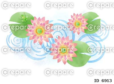 睡蓮の花と水紋をモチーフにしたイラスト