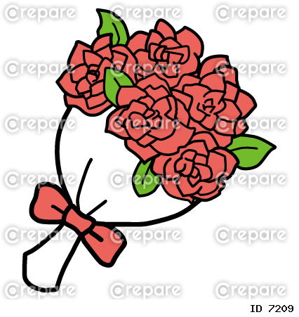 赤いバラの花束のイラスト