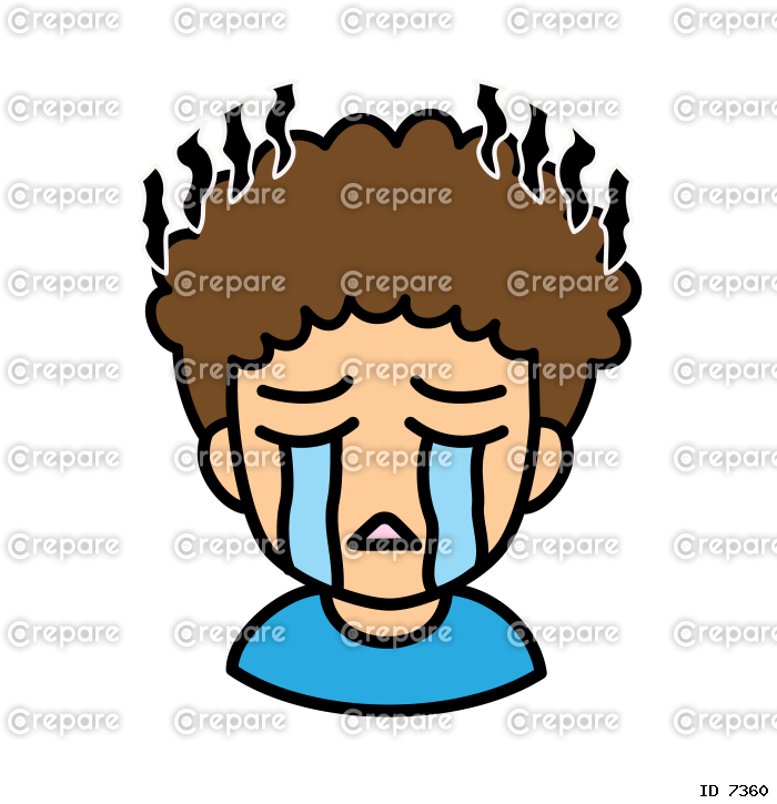 ブログで使えるアイコン　ベクター版　男性02天然パーマ　泣き顔