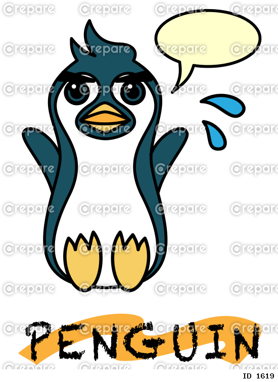 座りながら焦っているペンギン