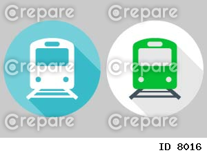 シンプルな電車のシルエットアイコン、2種類セット