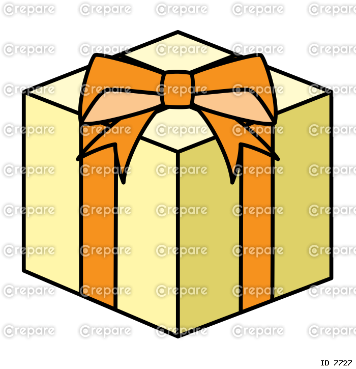 アイソメトリック風のシンプルなプレゼントボックス　橙