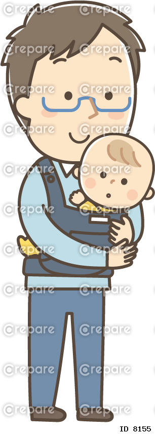 抱っこ紐で赤ちゃんを抱っこする男性