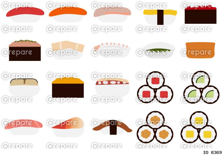 シンプルなお寿司のイラストセット