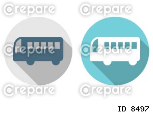 シンプルなバスのシルエットアイコン、2種類セット、横向き