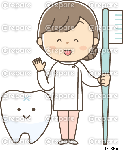 歯ブラシを持つ笑顔の女性歯科衛生士