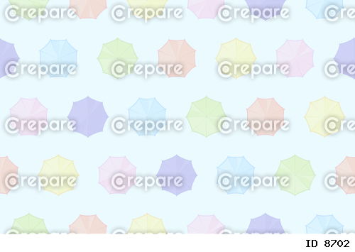 カラフルな傘のシームレスパターン　水色背景