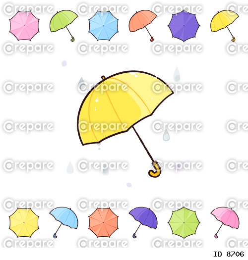 カラフルな傘のイラストセット