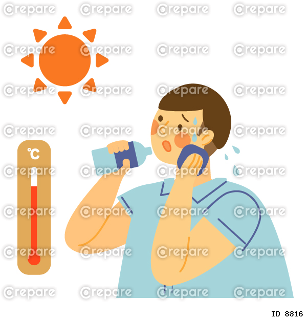 猛暑の日に水分を補給するカッターシャツの男性