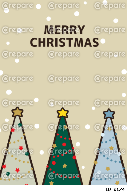 くすみカラーのおしゃれなツリーのクリスマスカード