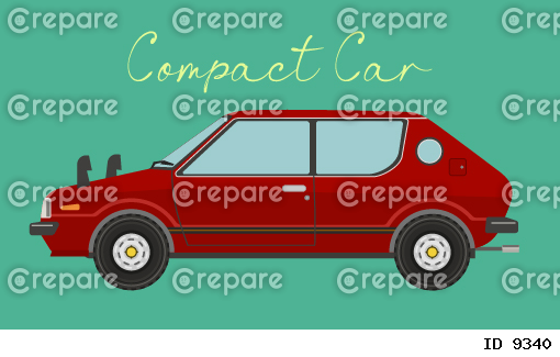昭和でレトロな赤いコンパクトカー（乗用車）のイラスト