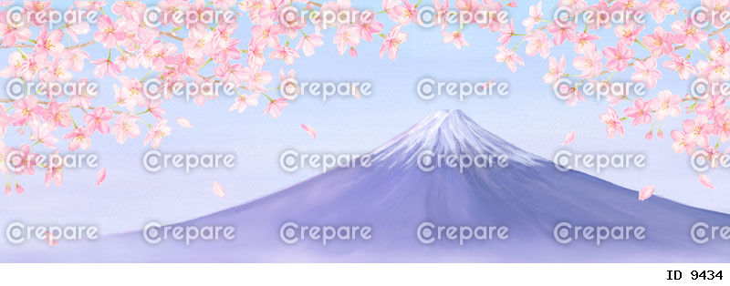 富士山と桜の水彩画