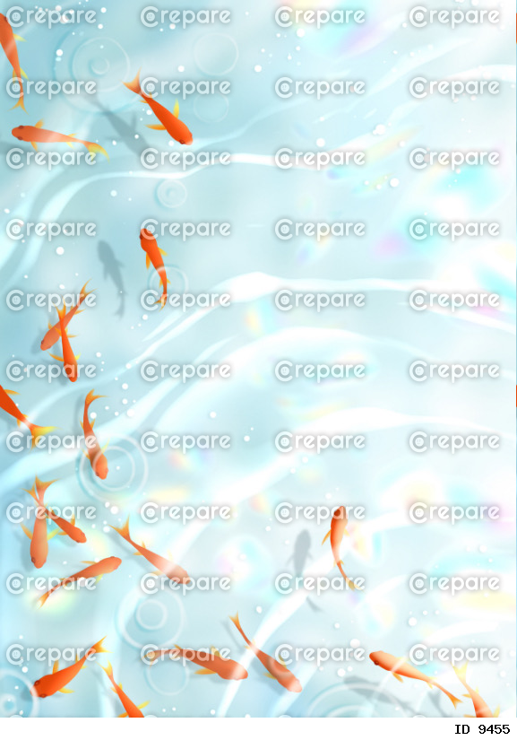 虹色の水面と金魚のキラキラな背景