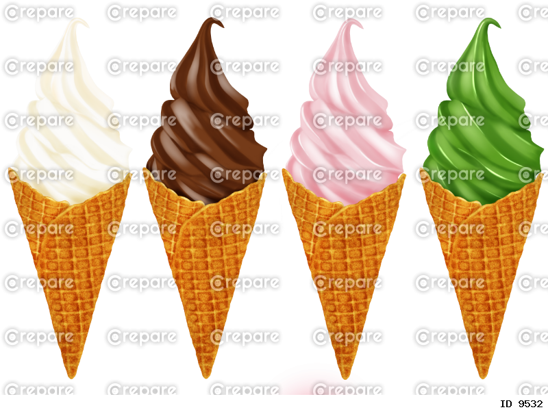 ワッフルコーンのソフトクリーム 4種