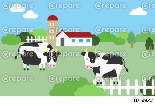 農場の牛のイラスト