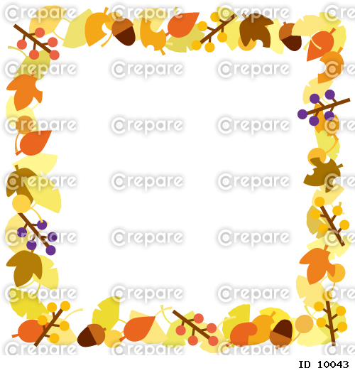 落ち葉と木の実の秋のフレーム（正方形）