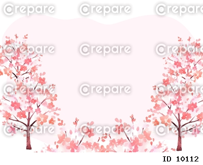 春のピンク色の花の木フレーム背景素材