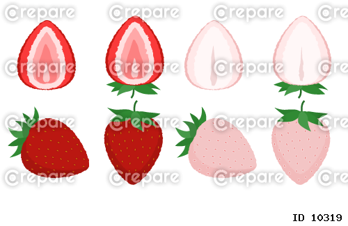いちごのイラストセット（赤いイチゴと白いイチゴ）