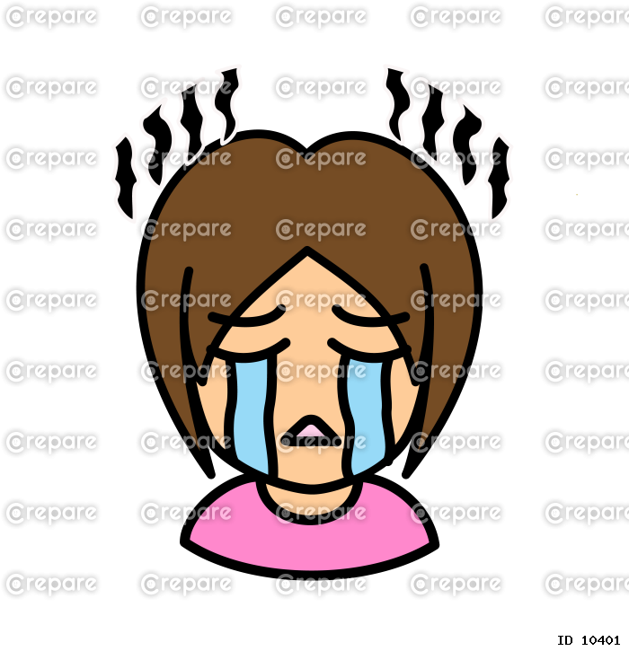 ブログで使えるアイコン　V版　女性03ショートカット　泣き顔