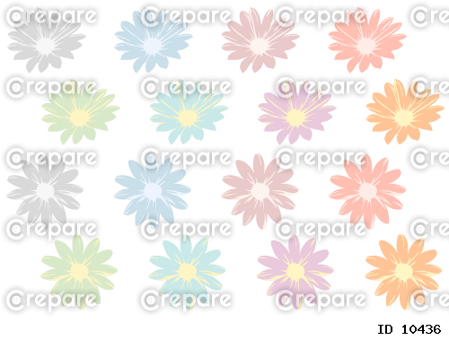 カラフルなマーガレットの花のシルエットセット