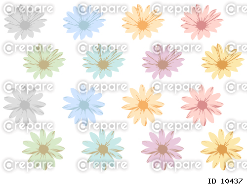 カラフルなマーガレットの花のシルエットセット2