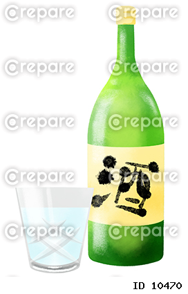 水彩で描いた一升瓶のイラストセット