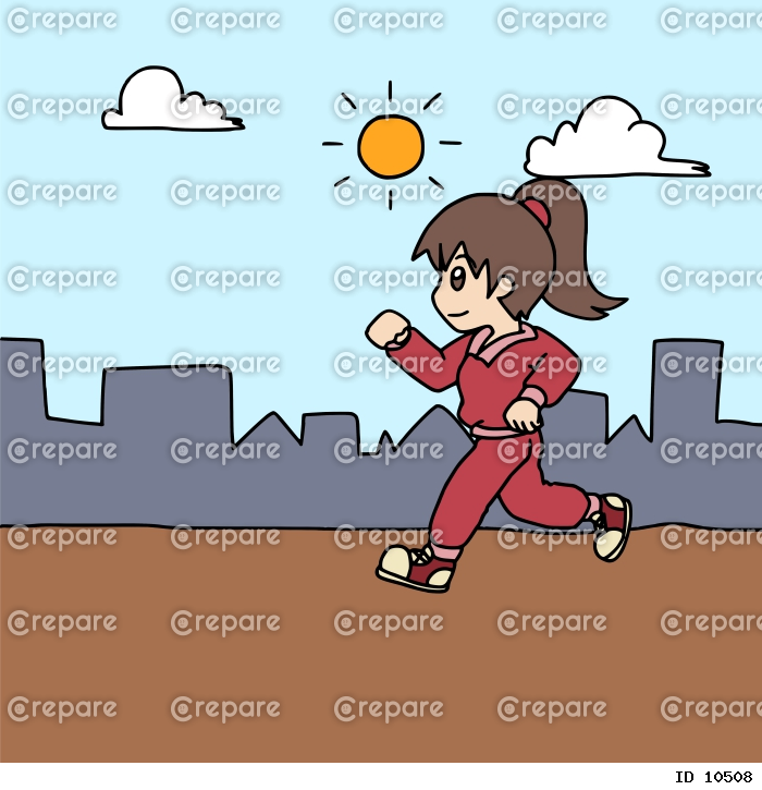 朝にジョギングをしている若い女性　カラー【クリパレ専売】