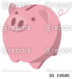 豚の貯金箱のイラスト。貯蓄、投資、資産形成のイメージ素材。