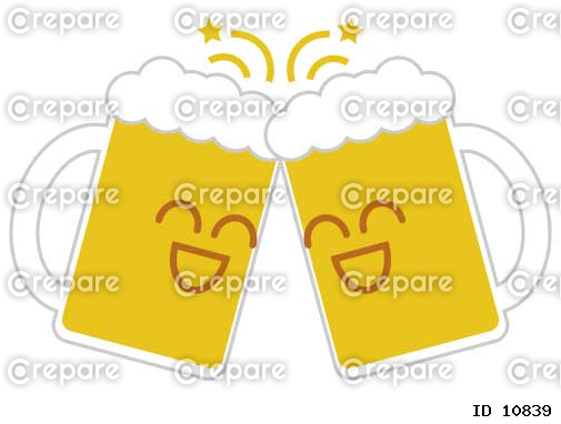 ビールジョッキのキャラクターの乾杯イメージ