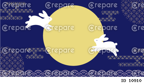 十五夜　お月見のうさぎのイラスト　中秋の名月