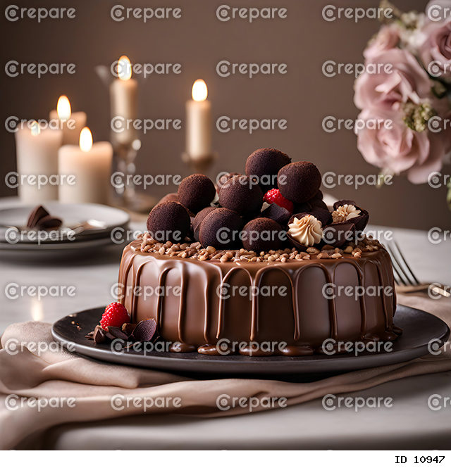 フランスの贅沢なチョコレートとトリュフのケーキ