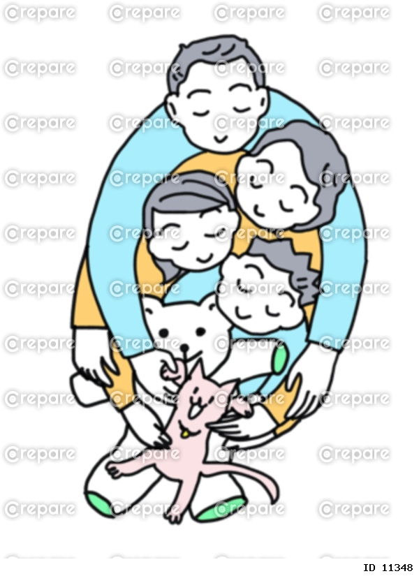 夫婦と子供達とペットの家族