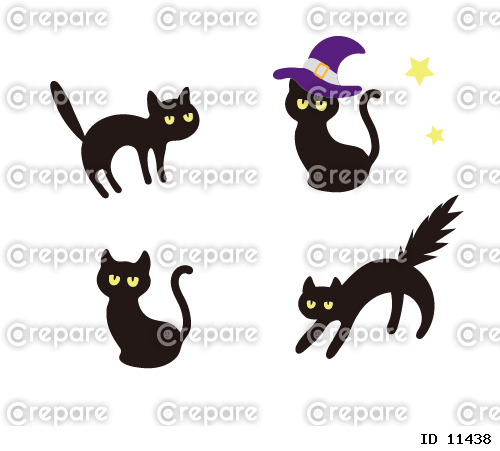 黒猫のかわいいイラストセット