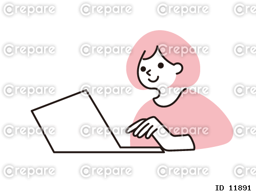 パソコンを操作する女性のイラスト
