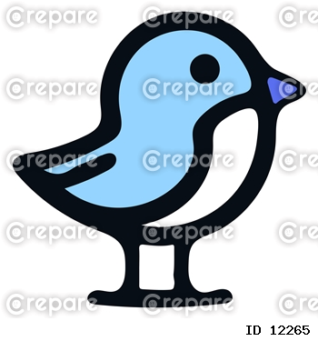 シンプルな青い鳥のアイコンイラスト