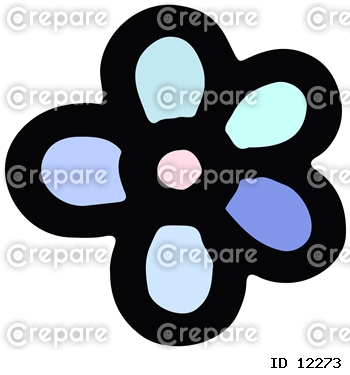 青いグラデーションの可愛い花のイラスト