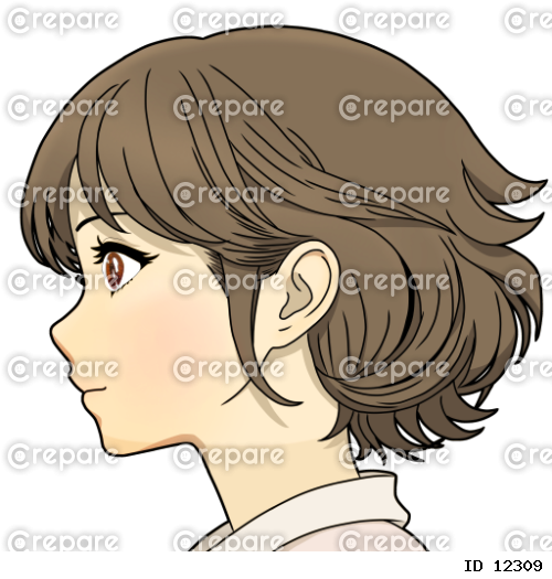 アニメキャラクター風女の子の横顔のイラスト