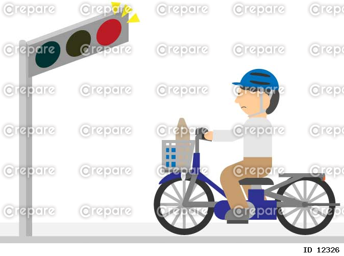 信号無視する自転車の運転手のイメージ素材